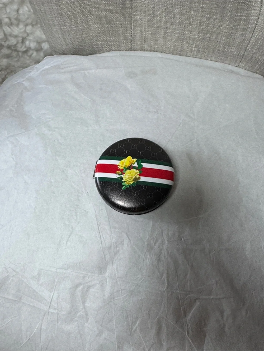 Round compact fashion Floral Stripe mirror